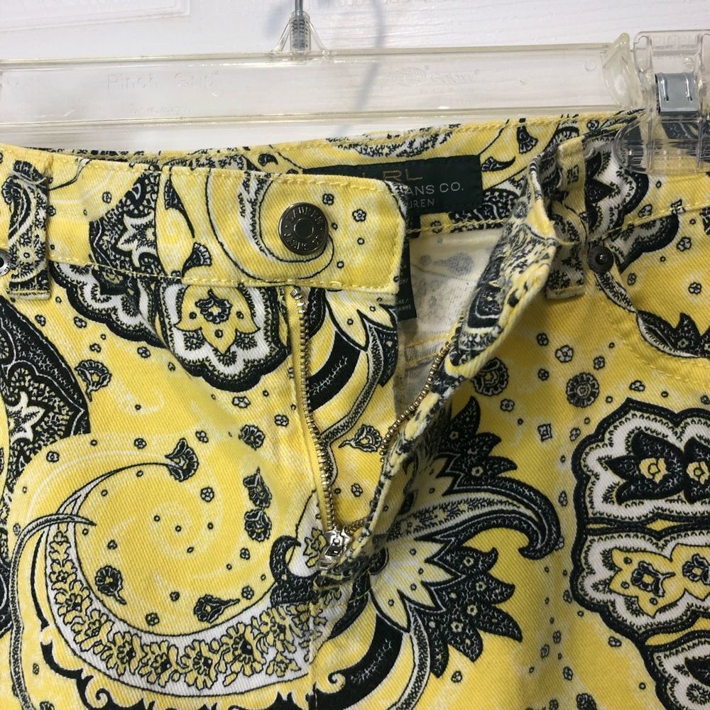 Ralph Lauren LRL Lauren Jeans yellow paisley print capris pants jeans, size 10 - Picture 9 of 14
